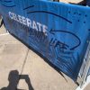 Brand-enhancing barricade signage for large gatherings
