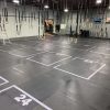 Floor grid decals for gyms, durable vinyl for safety, spacing, and heavy equipment use.