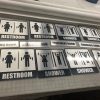 Durable restroom sign with clean design