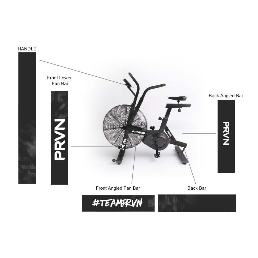Custom PRVN Echo Bike decals for gym personalization