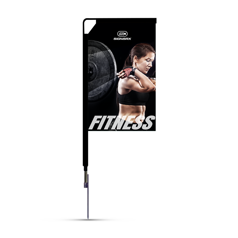 SRX flag design 3 showcasing brand logo formatted for vertical flag display