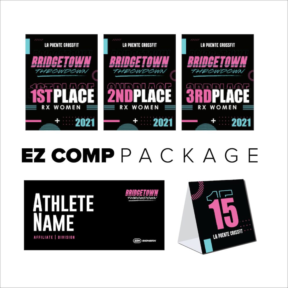 Customizable competition setup with nameplates and lane markers