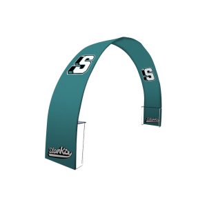 Curved tradeshow booth with custom graphics