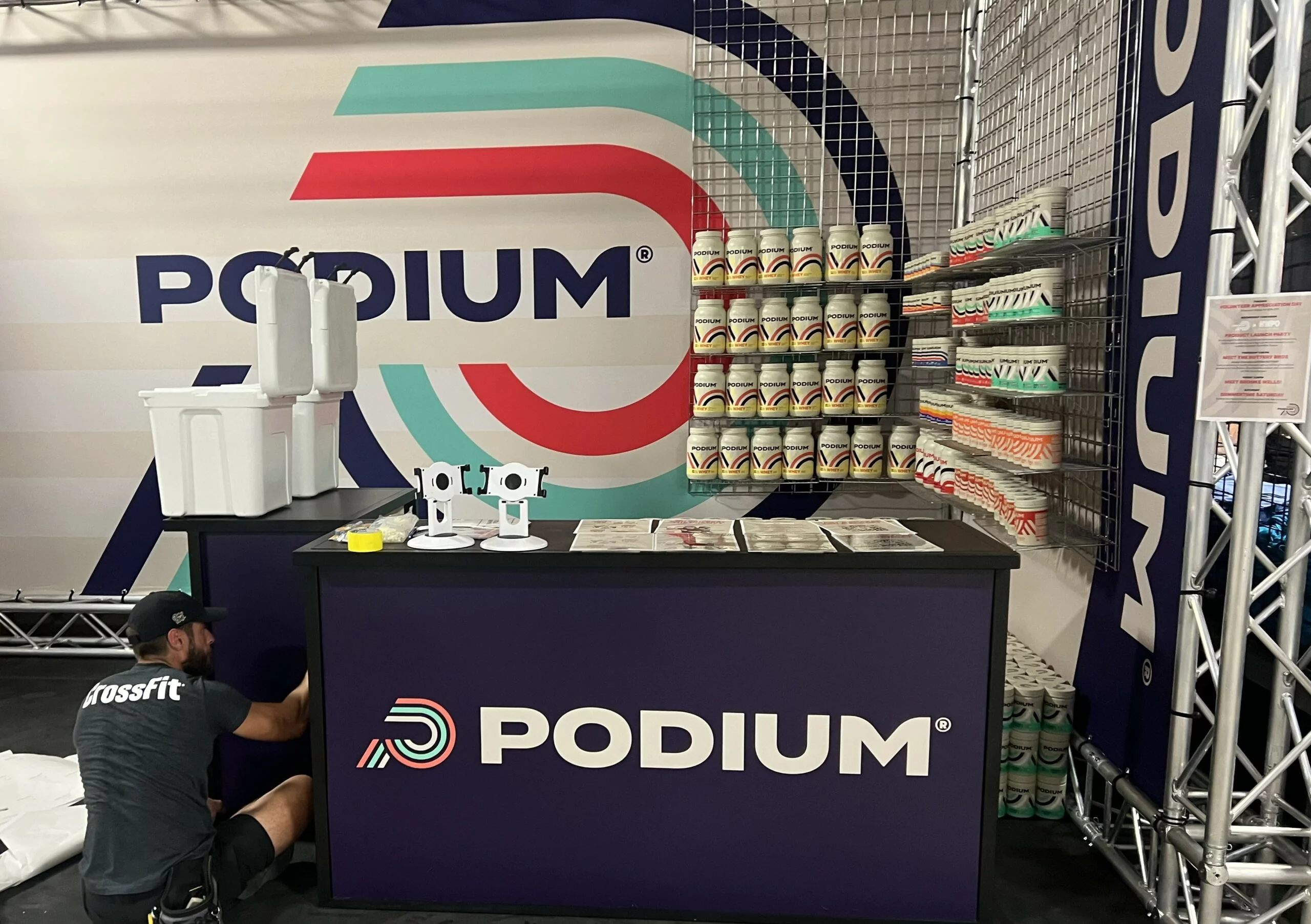 Gym storefront with branded window vinyl, day view