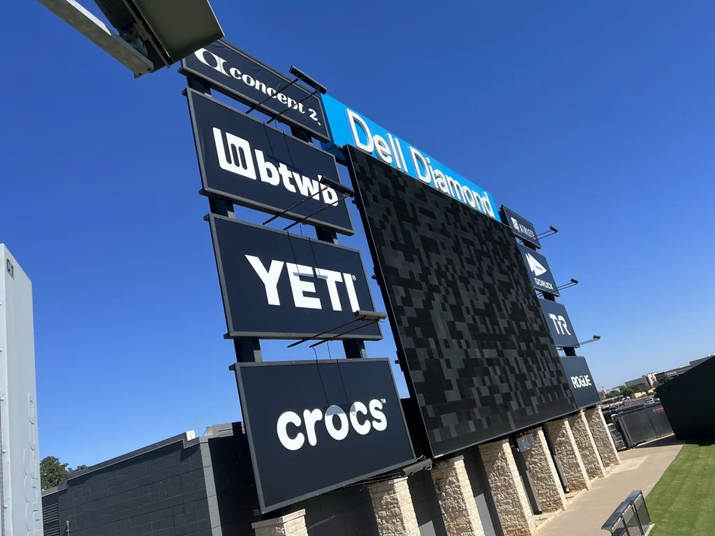 Event signage leader at the Rogue Invitational.