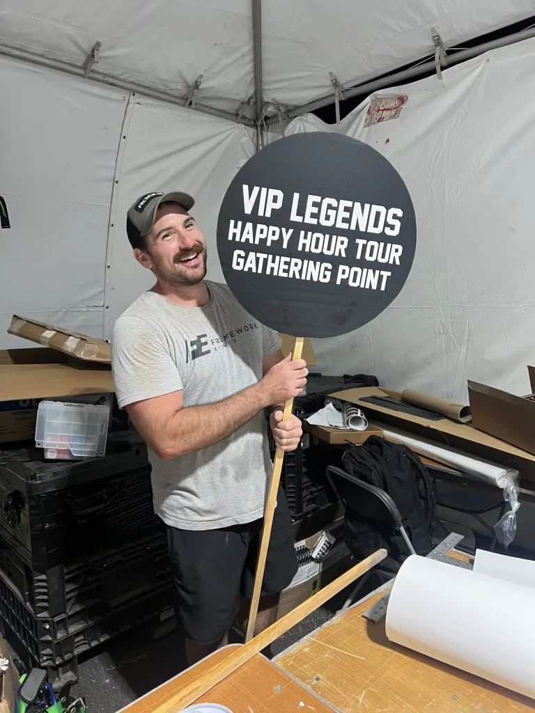 Custom designed signage for gathering point.